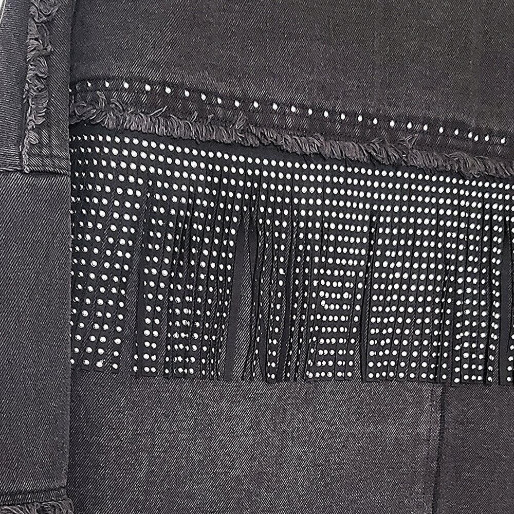 Black Studded Fringe Shacket - Picture 4 of 6